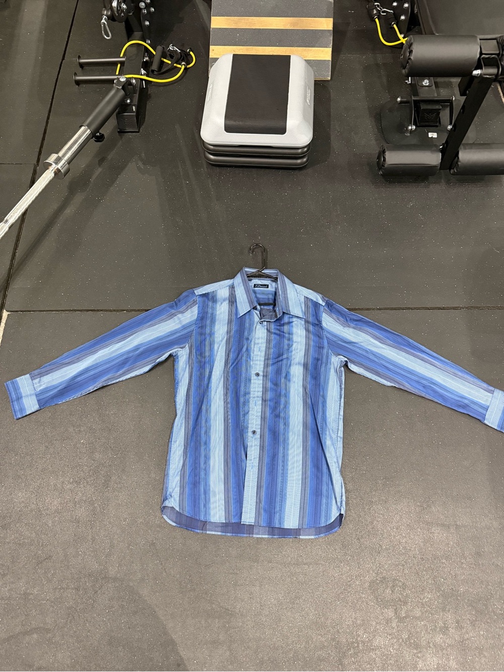 7 Diamonds Men's Blue Multi-Stripe Button-Down Shirt